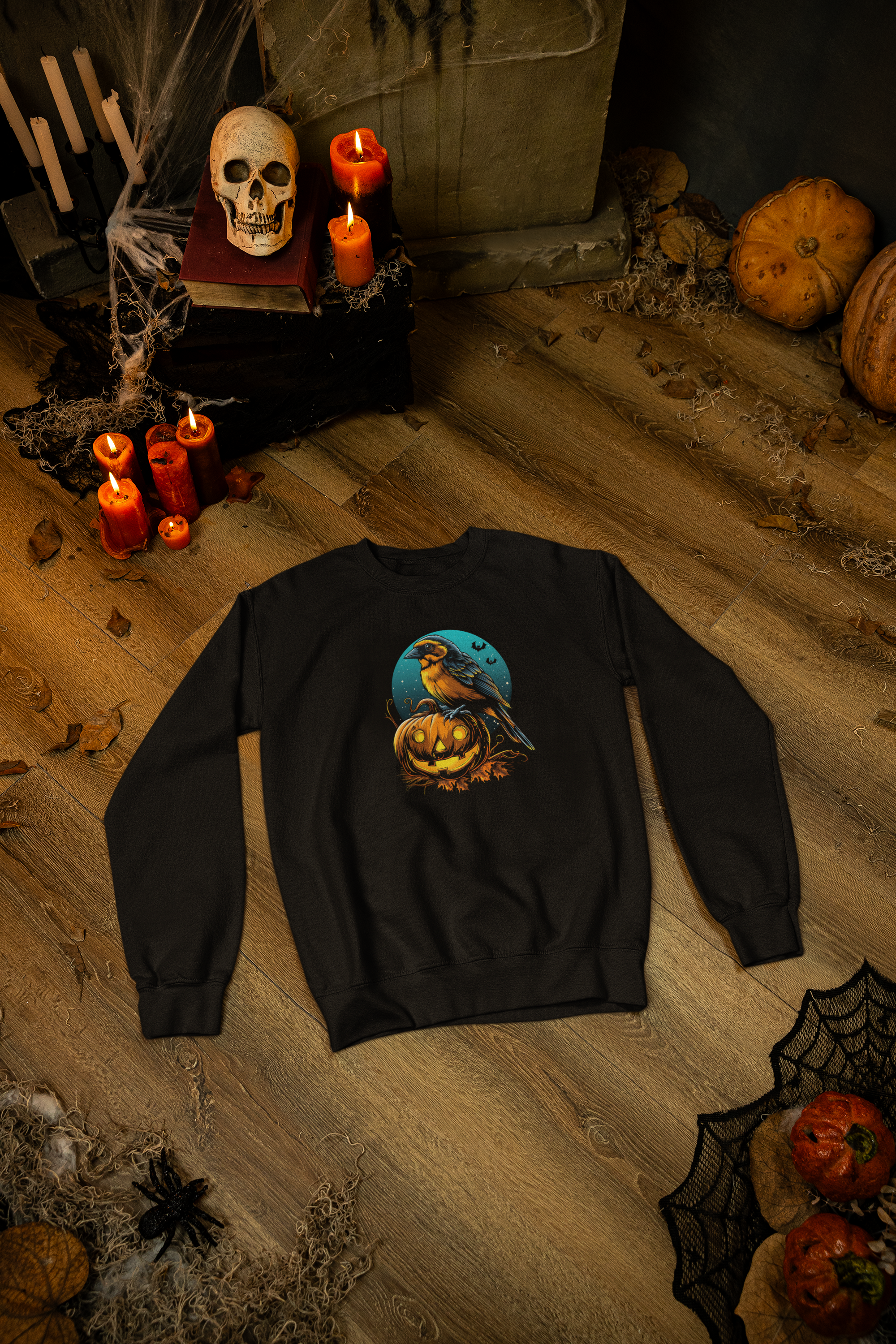 Halloween Finch & Pumpkin Sweatshirt – Classic Unisex