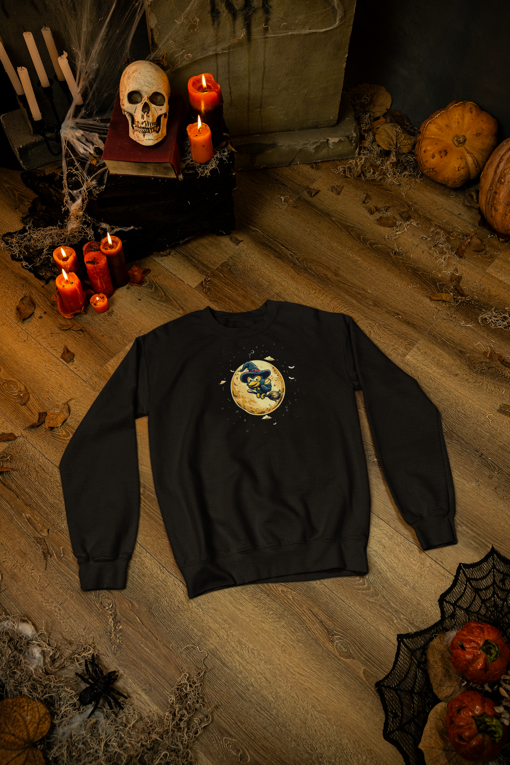 Halloween Witch Bird & Full Moon Sweatshirt – Classic Unisex