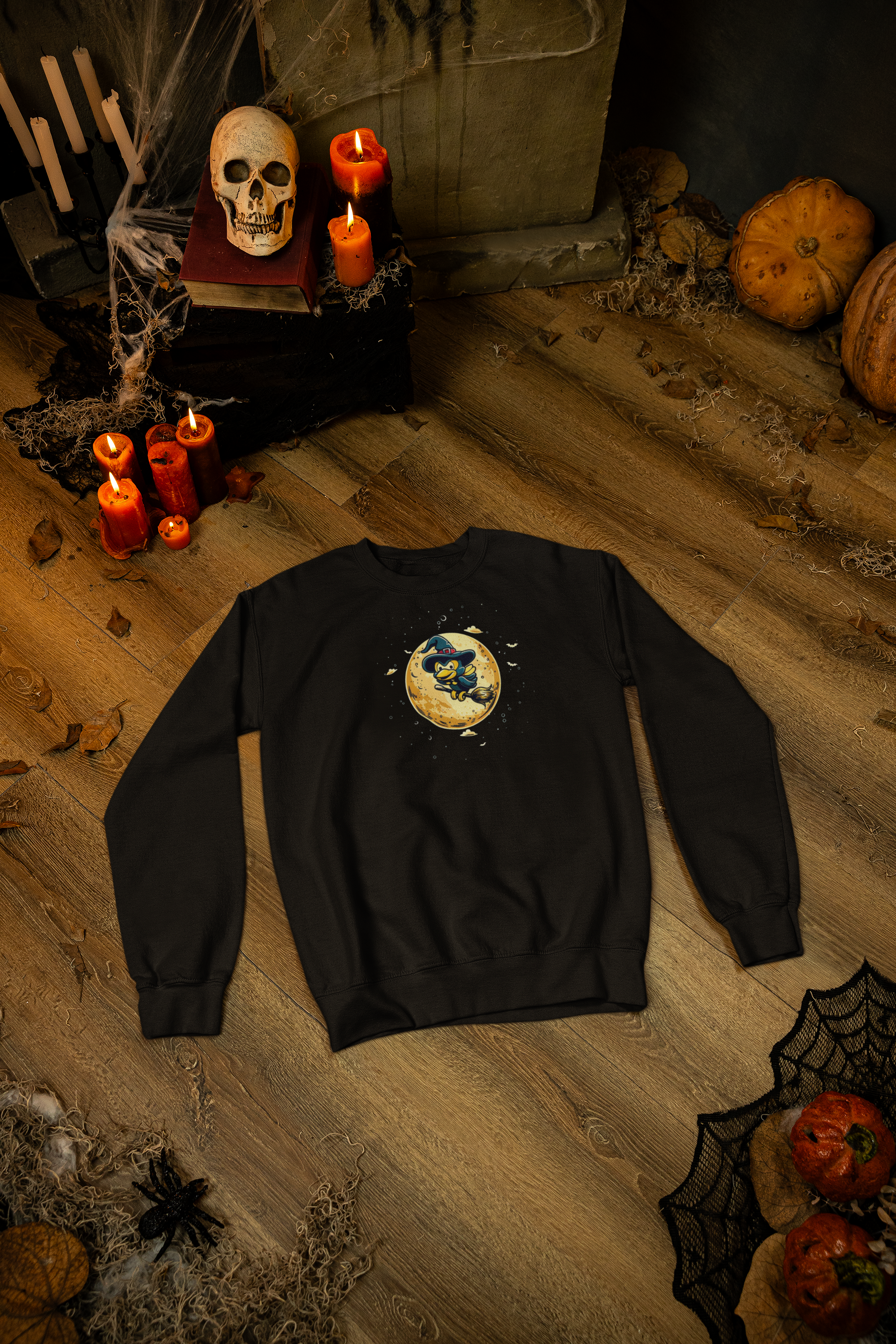 Halloween Witch Bird & Full Moon Sweatshirt – Classic Unisex