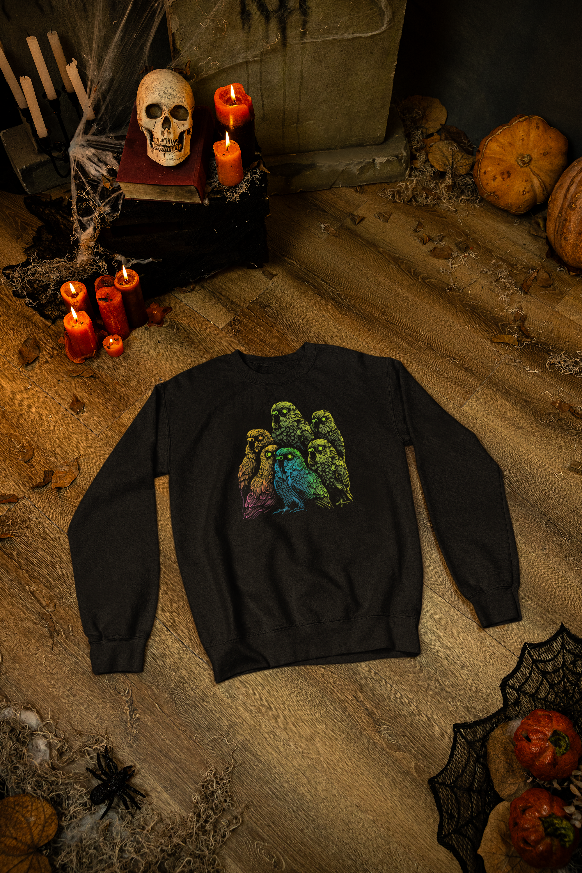 Neon Budgie Flock Sweatshirt – Spooky Glow Edition