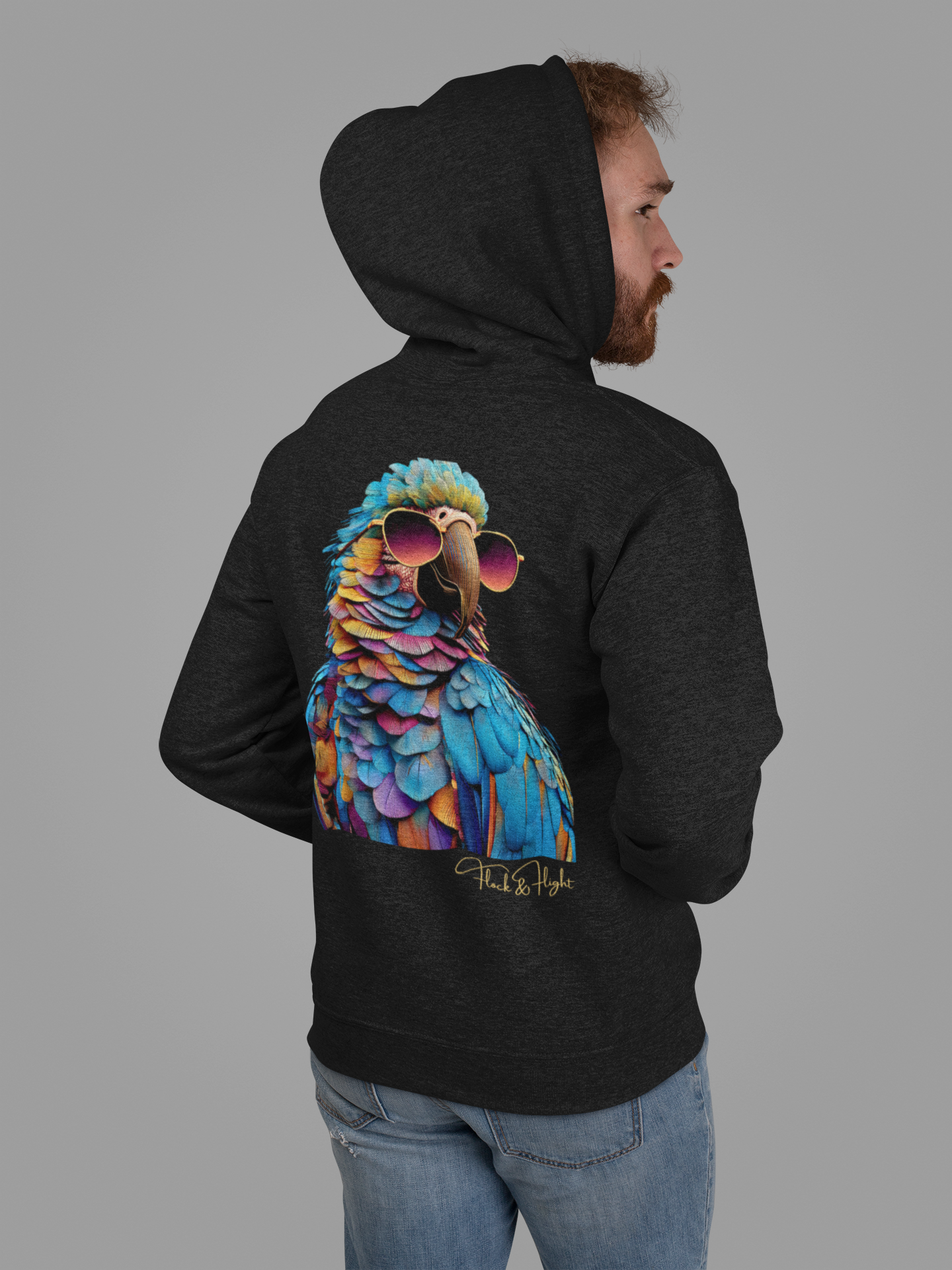 Macaw Aviator Hoodie – Limited Edition Parrot Lover Streetwear by Flock & Flight