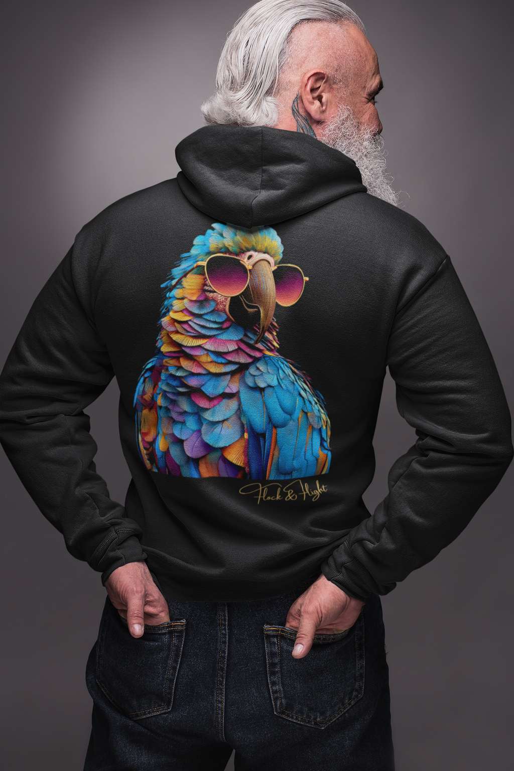 Macaw Aviator Hoodie – Limited Edition Parrot Lover Streetwear by Flock & Flight