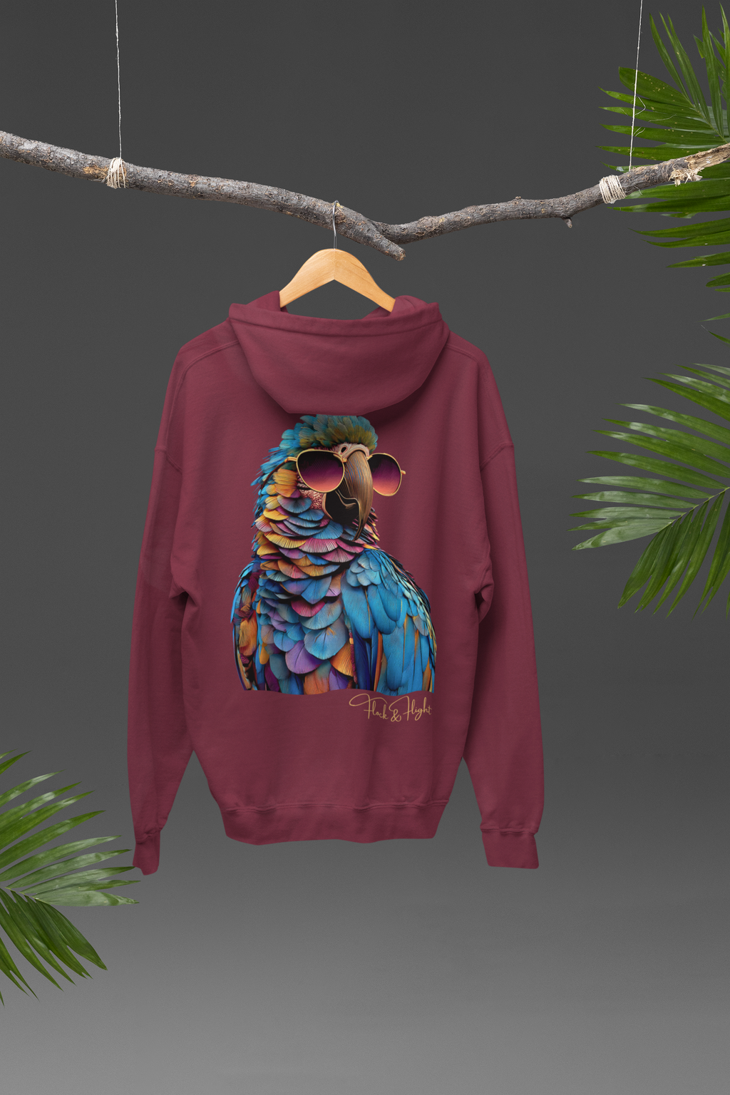Macaw Aviator Hoodie – Limited Edition Parrot Lover Streetwear by Flock & Flight