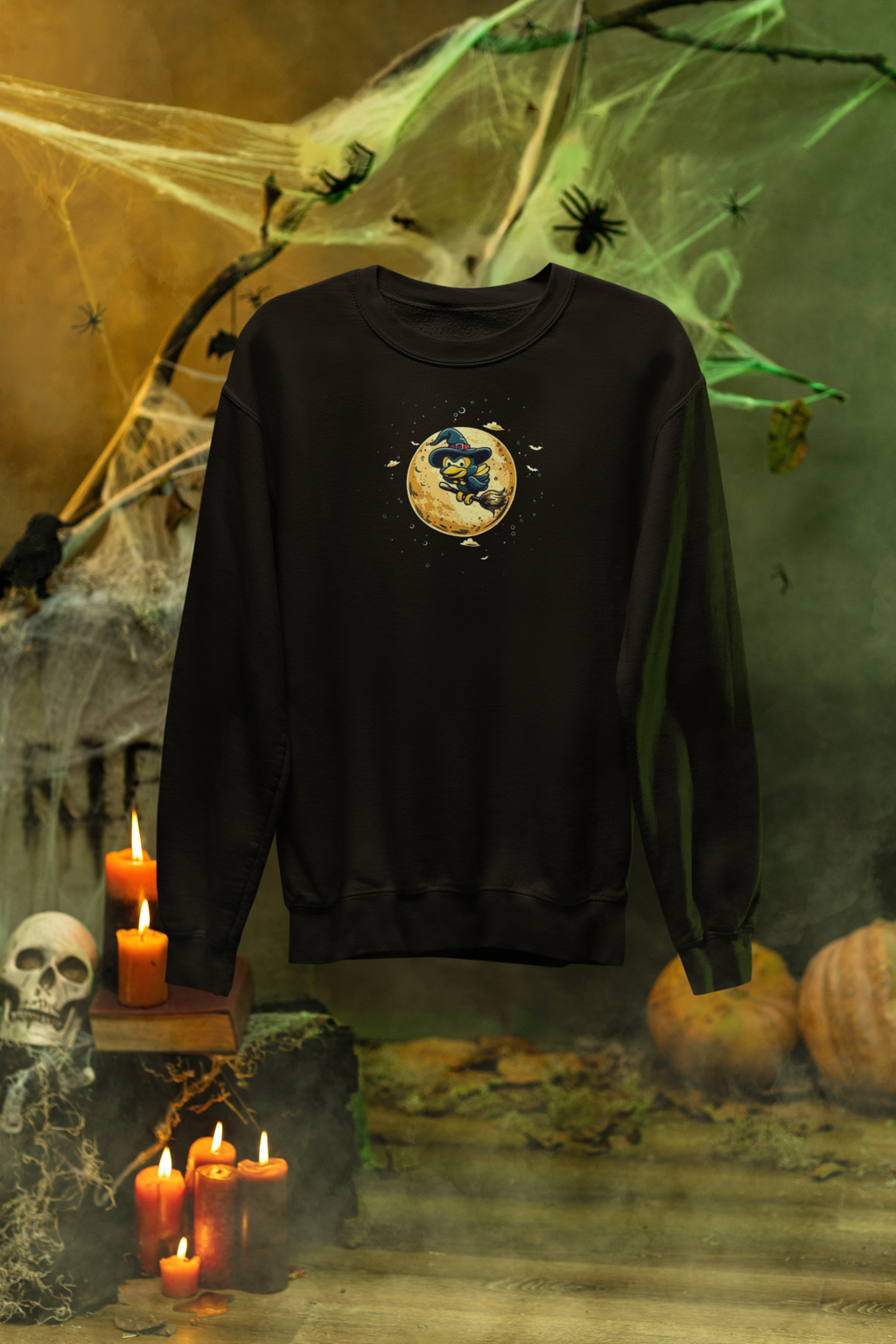 Halloween Witch Bird & Full Moon Sweatshirt – Classic Unisex