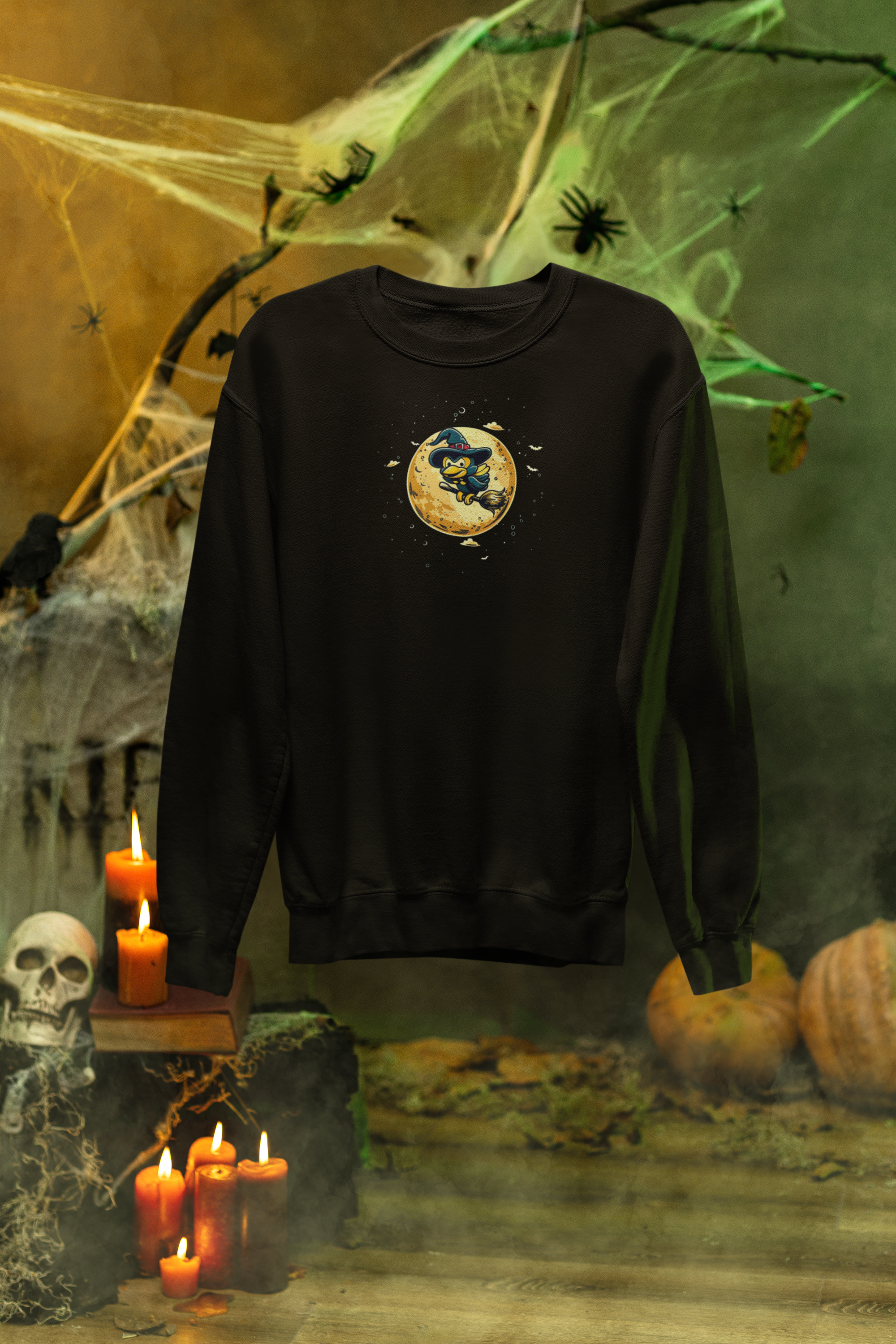 Halloween Witch Bird & Full Moon Sweatshirt – Classic Unisex