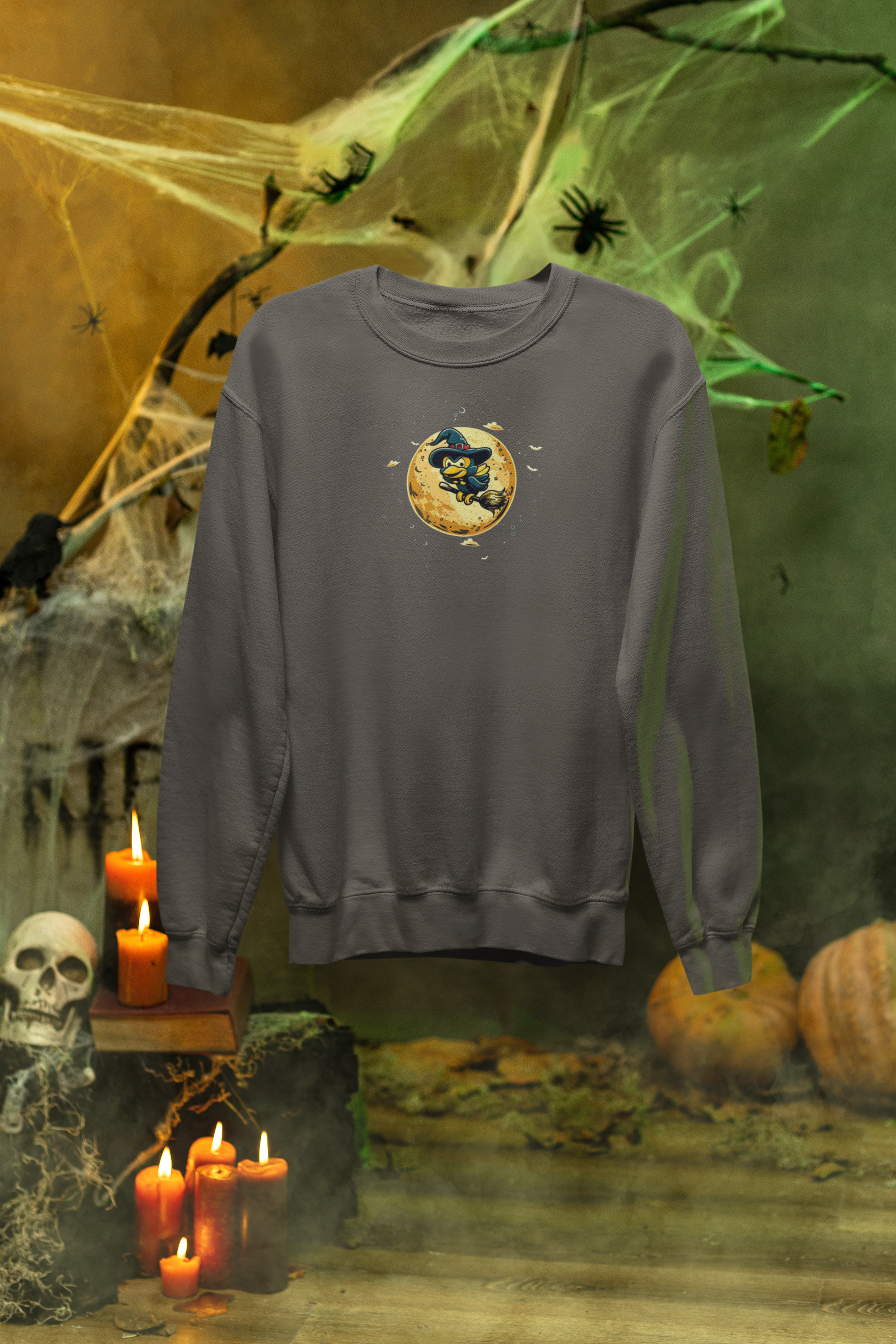 Halloween Witch Bird & Full Moon Sweatshirt – Classic Unisex