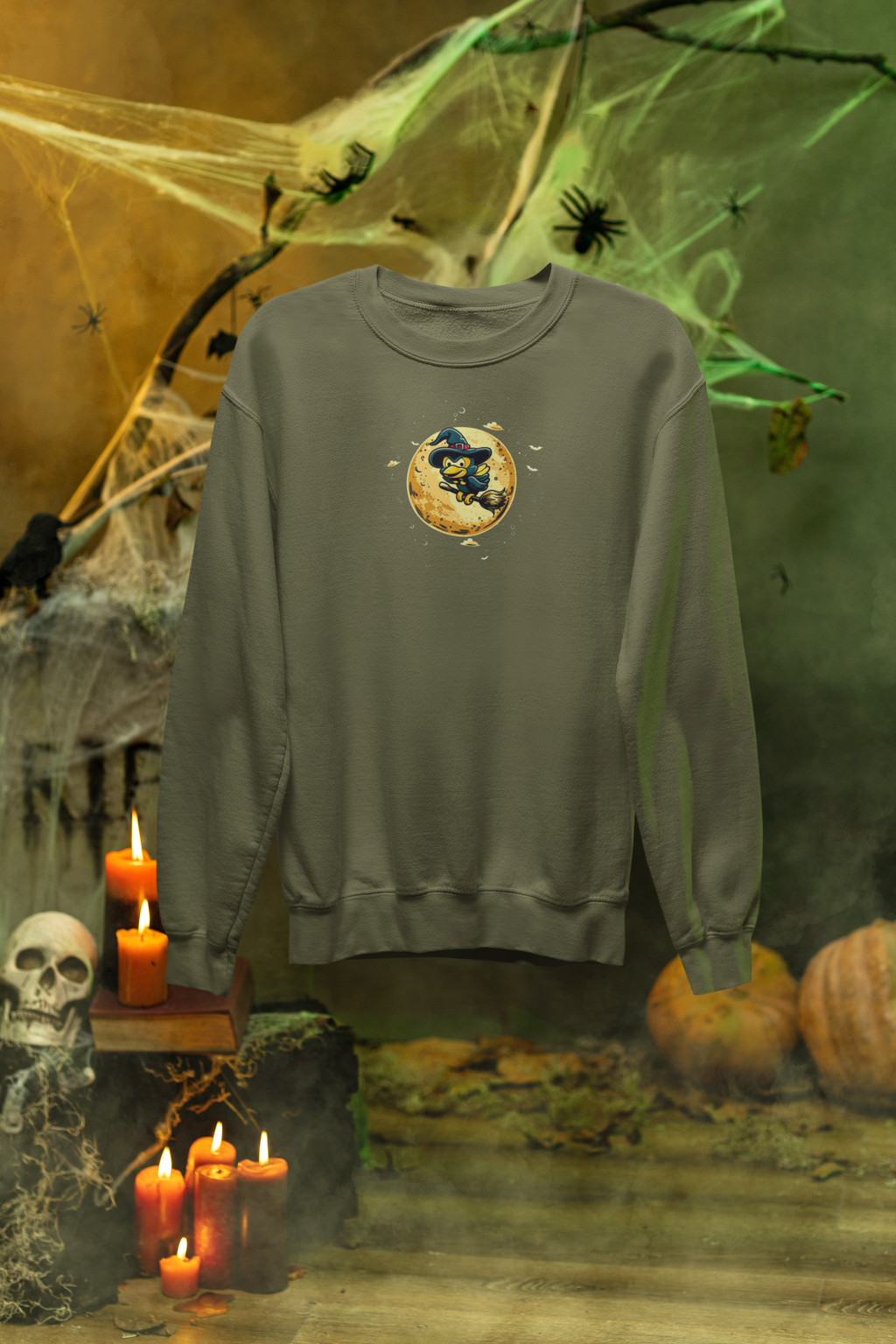 Halloween Witch Bird & Full Moon Sweatshirt – Classic Unisex