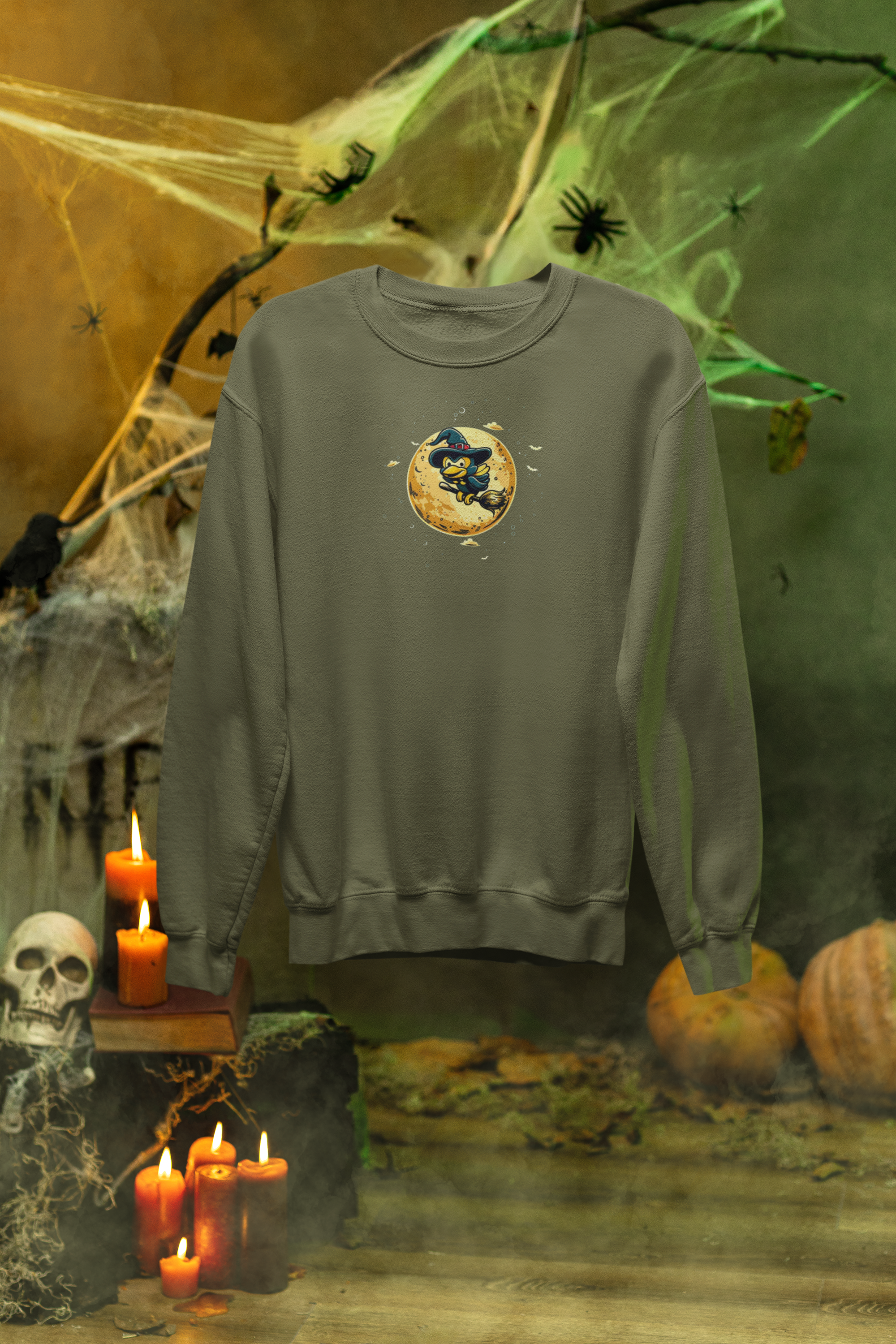 Halloween Witch Bird & Full Moon Sweatshirt – Classic Unisex