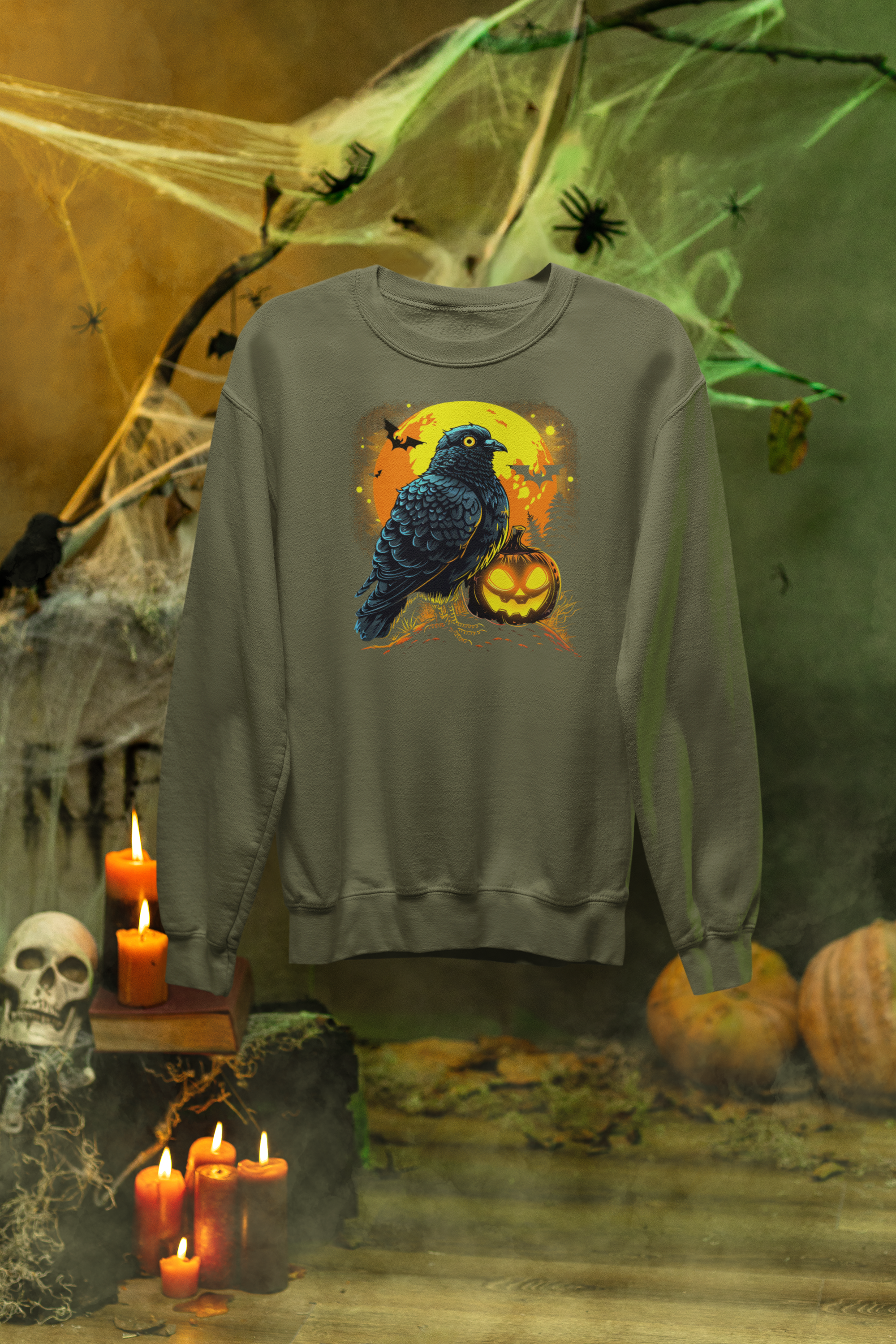Halloween Pigeon & Pumpkin Sweatshirt – Classic Unisex