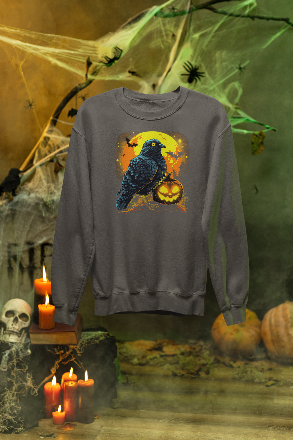 Halloween Pigeon & Pumpkin Sweatshirt – Classic Unisex