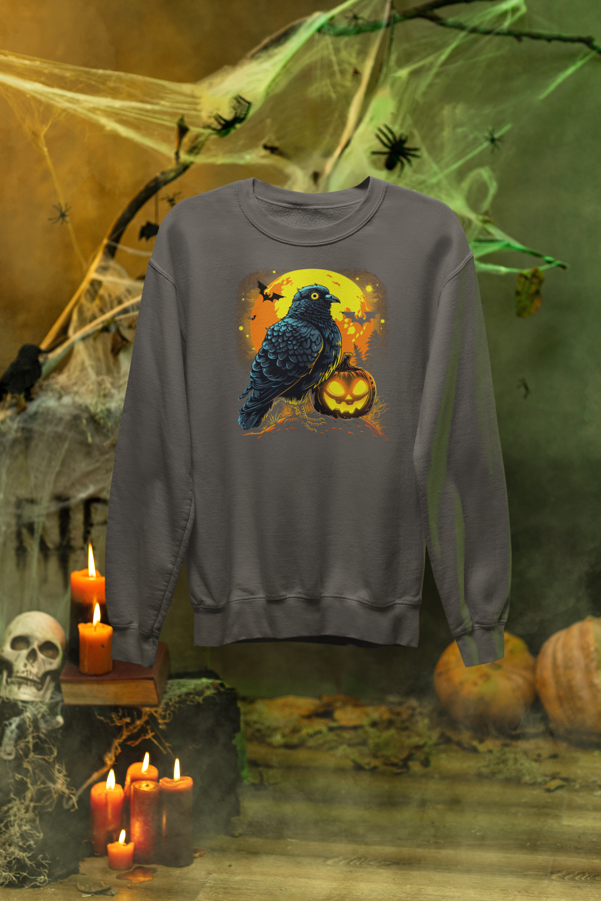 Halloween Pigeon & Pumpkin Sweatshirt – Classic Unisex