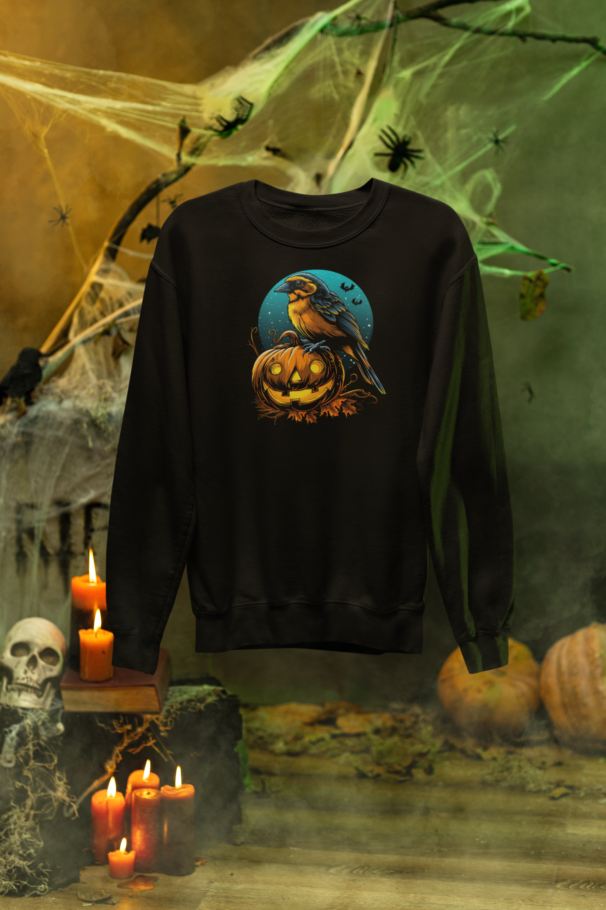 Halloween Finch & Pumpkin Sweatshirt – Classic Unisex