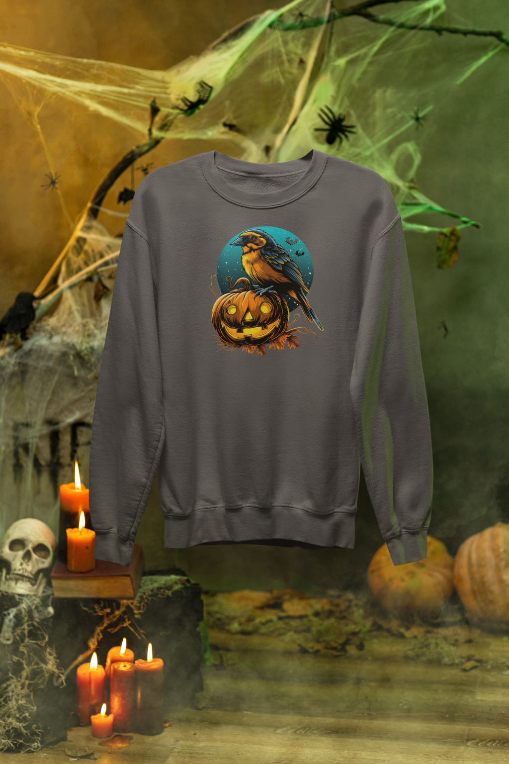 Halloween Finch & Pumpkin Sweatshirt – Classic Unisex