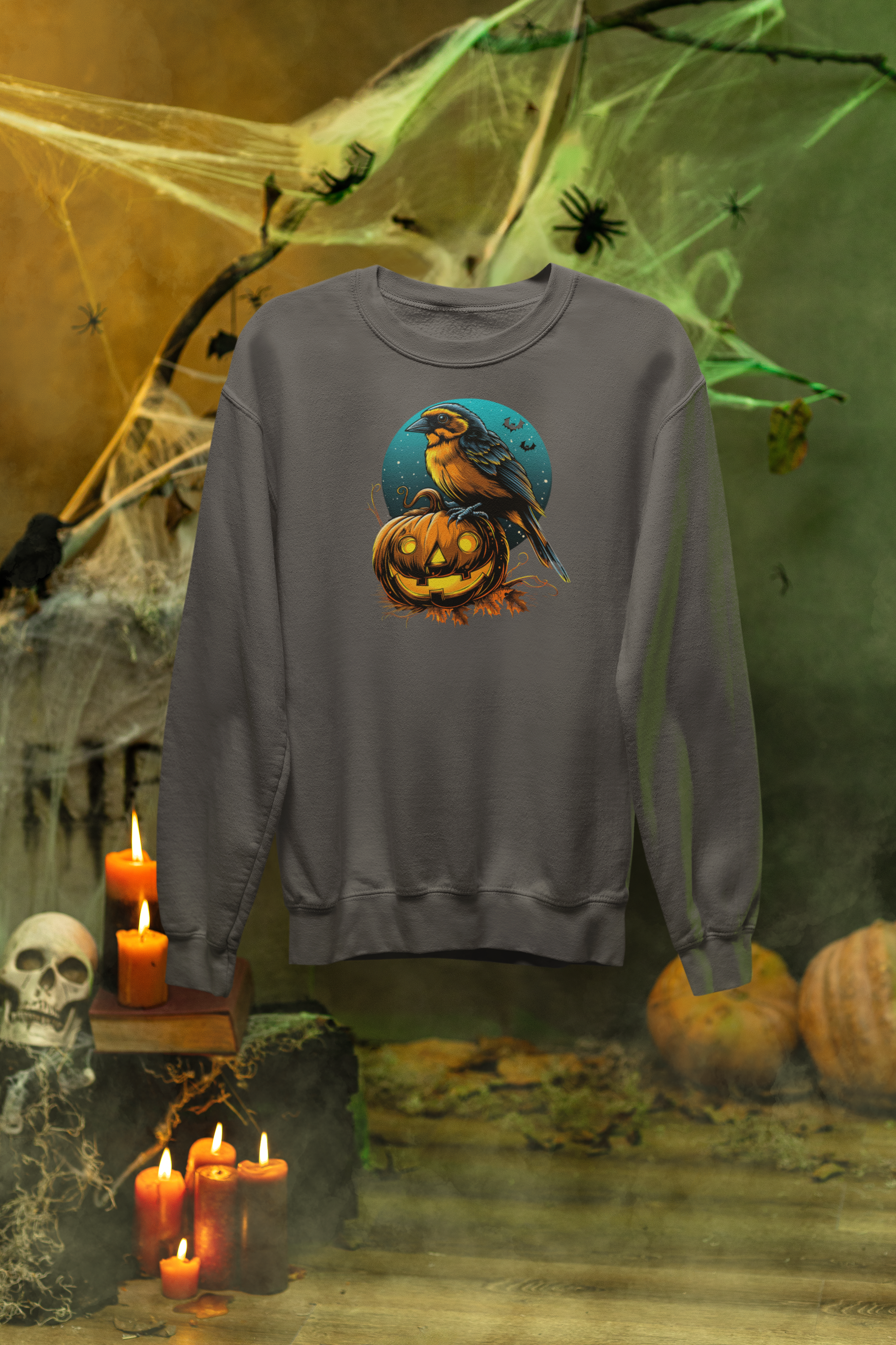 Halloween Finch & Pumpkin Sweatshirt – Classic Unisex