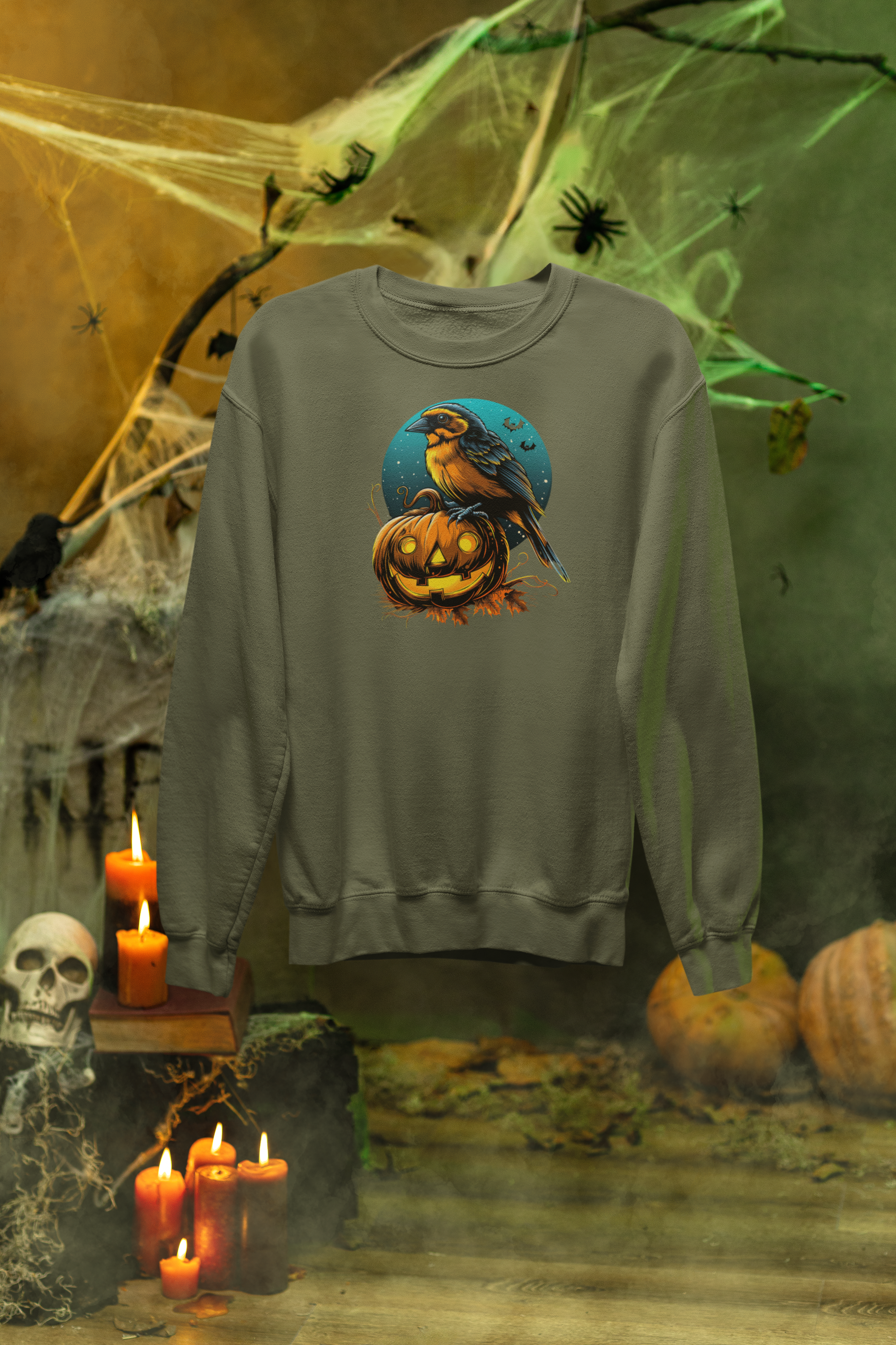 Halloween Finch & Pumpkin Sweatshirt – Classic Unisex
