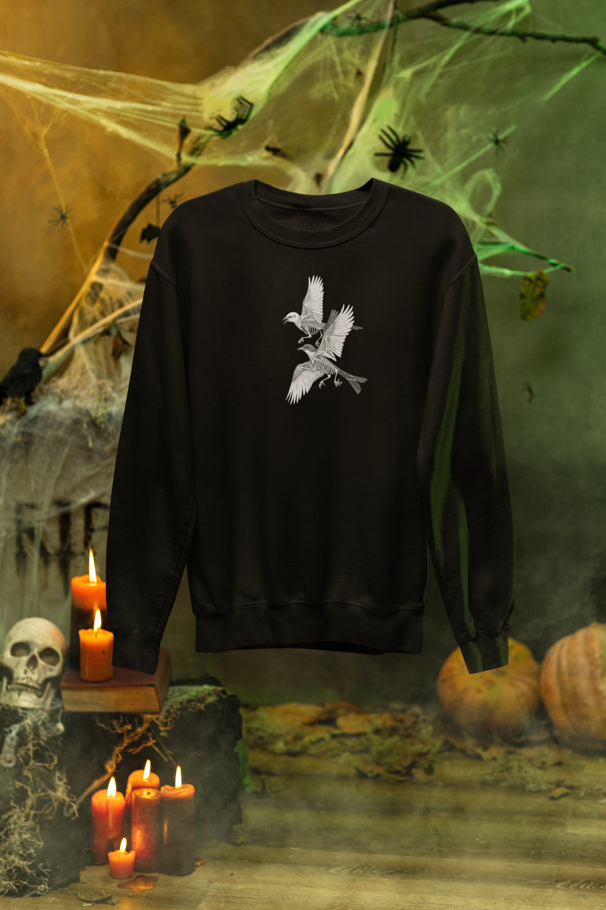 Ghost Flight Sweatshirt – Skeletal Birds in Motion