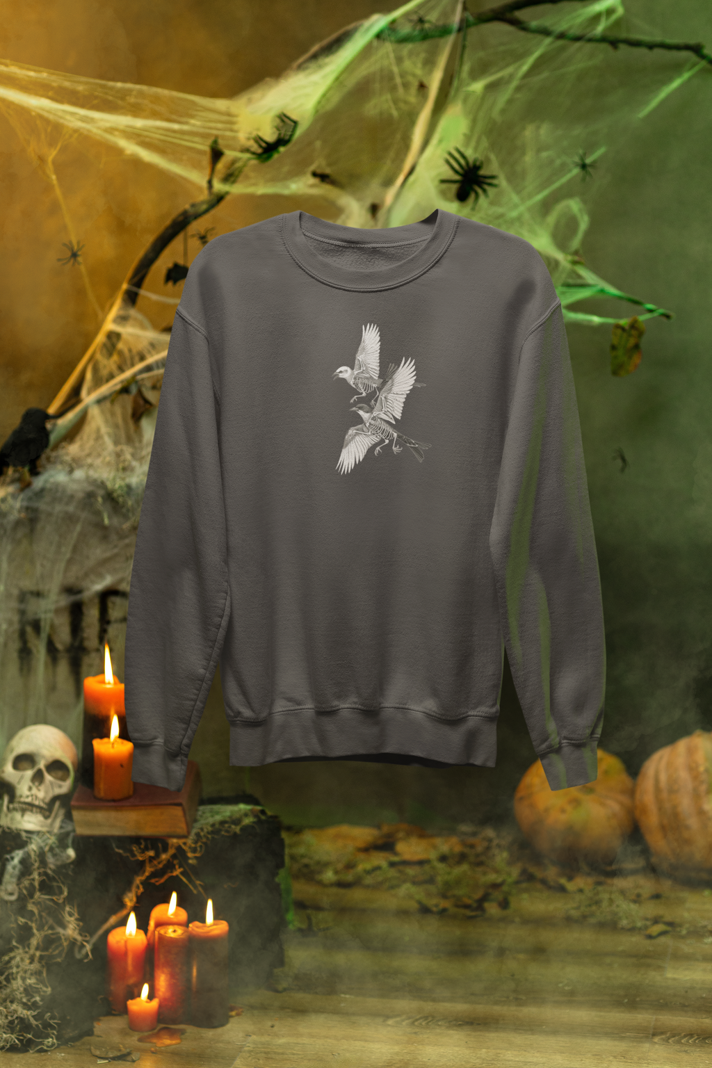 Ghost Flight Sweatshirt – Skeletal Birds in Motion