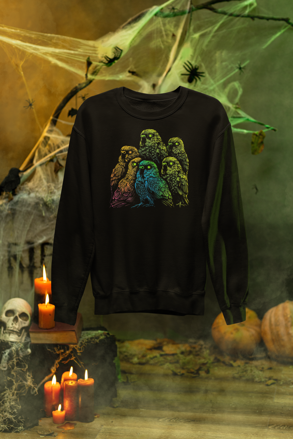 Neon Budgie Flock Sweatshirt – Spooky Glow Edition
