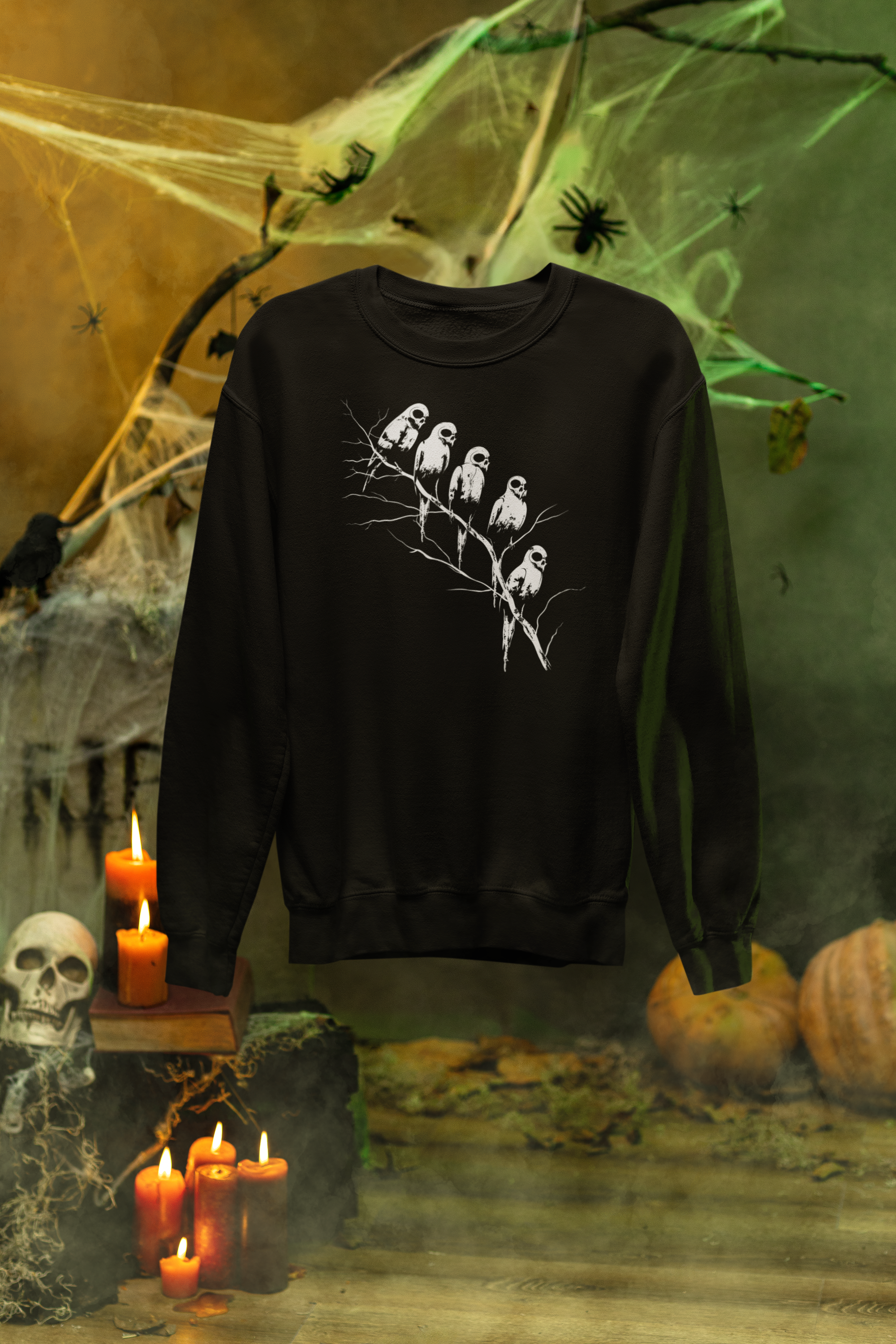 Ghost Flock Halloween Sweatshirt – Spooky Bird Crewneck