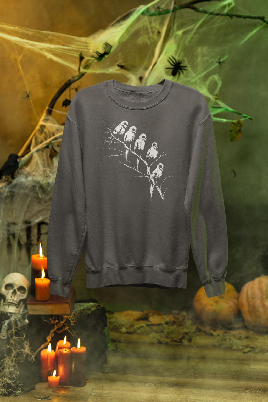 Ghost Flock Halloween Sweatshirt – Spooky Bird Crewneck