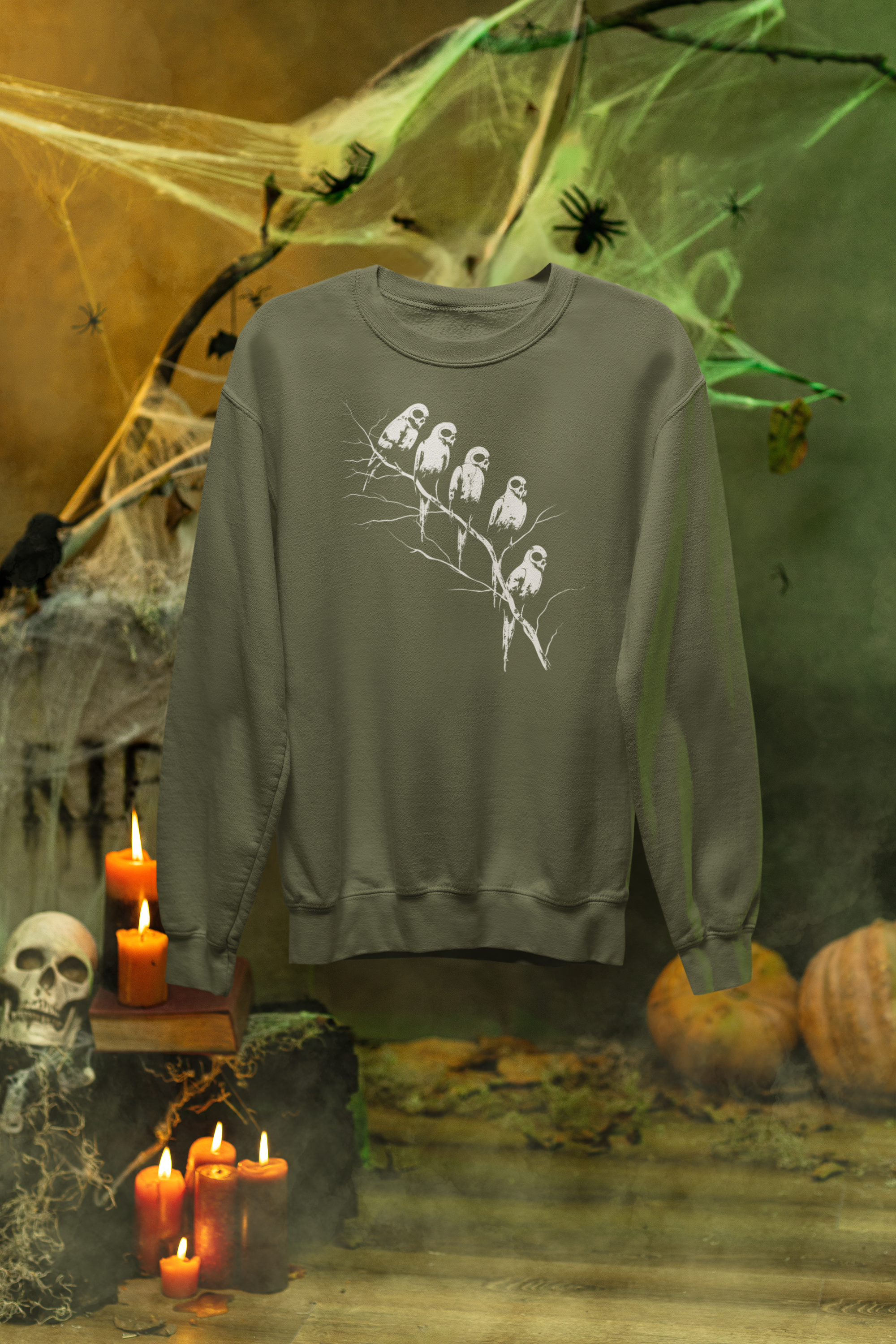 Ghost Flock Halloween Sweatshirt – Spooky Bird Crewneck