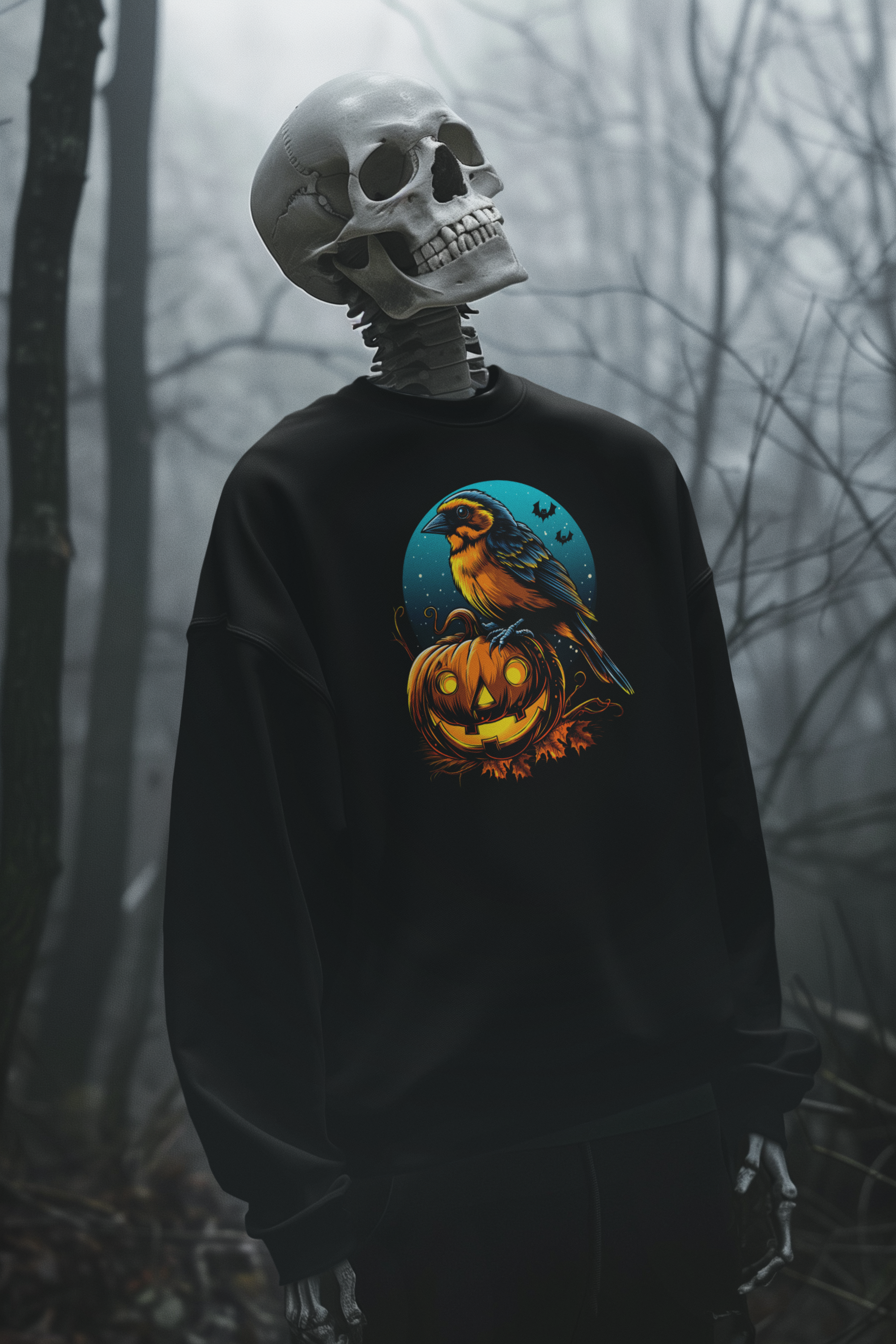 Halloween Finch & Pumpkin Sweatshirt – Classic Unisex