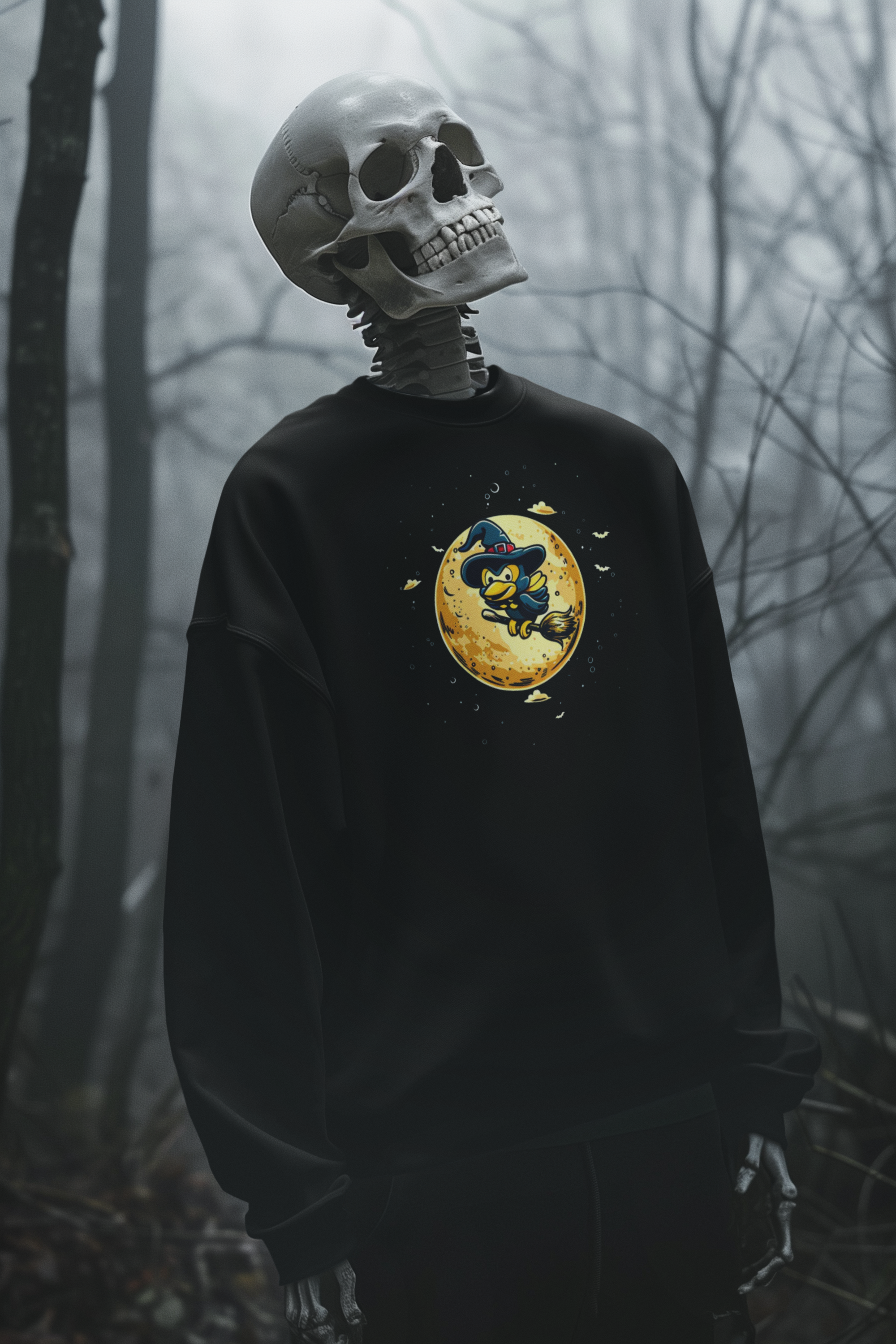Halloween Witch Bird & Full Moon Sweatshirt – Classic Unisex