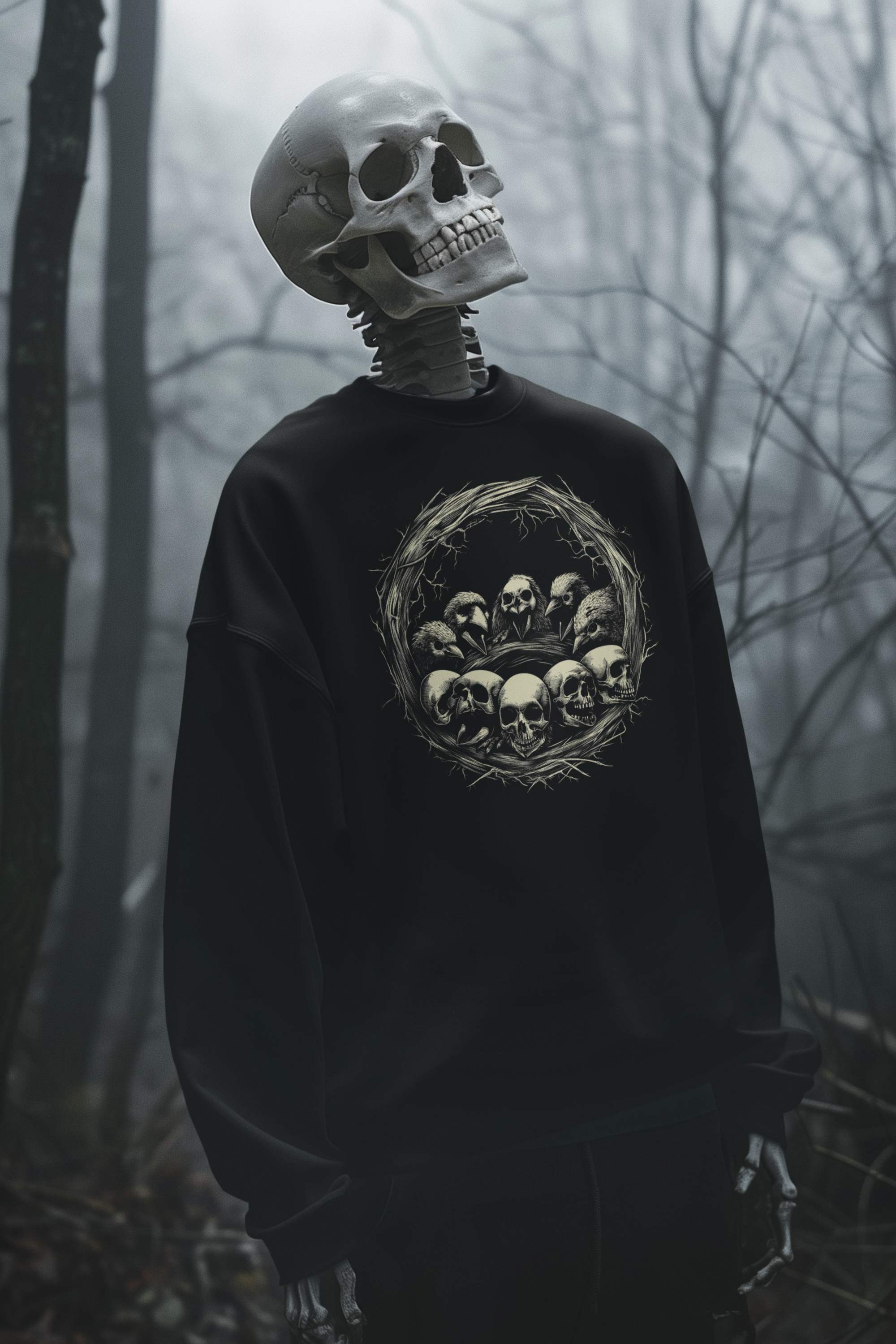 Crown of Skulls Halloween Sweatshirt – Gothic Crewneck for Spooky Season