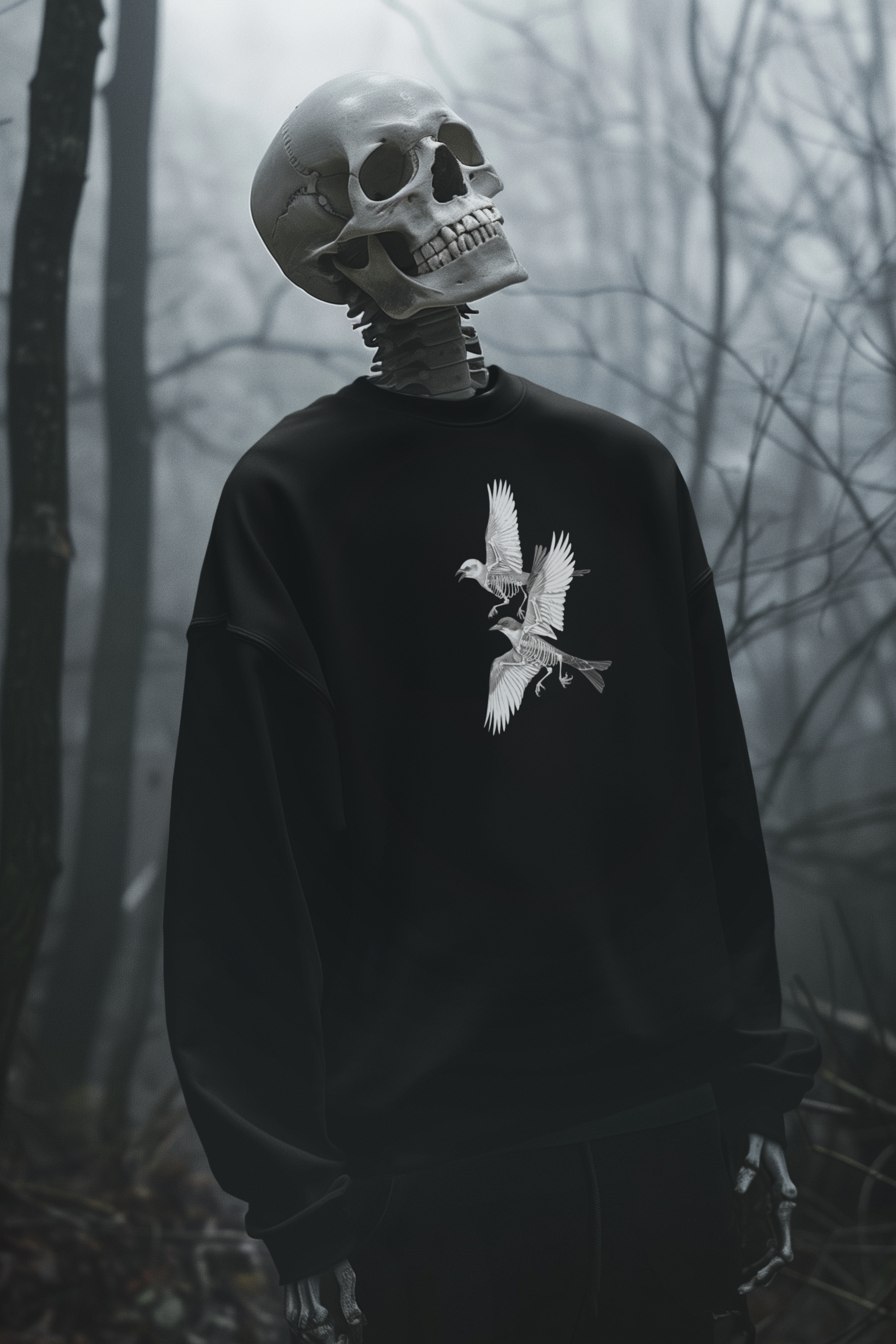 Ghost Flight Sweatshirt – Skeletal Birds in Motion
